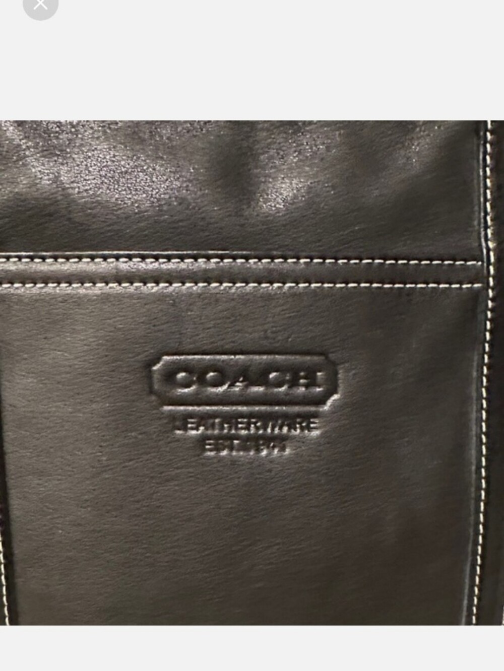 Coach Black Leather Tote Bag with Contrast Stitching F13098 LIKE NEW - Picture 2 of 14